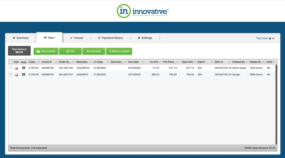 Innovative Billing Portal Open Invoice Tab