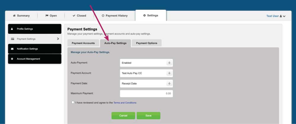 Billing Portal Automatic Payment Settings